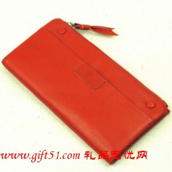 女士紅色錢(qián)包 頭層牛皮長(zhǎng)款錢(qián)包