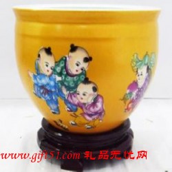 吉祥如意 金色魚(yú)缸定制